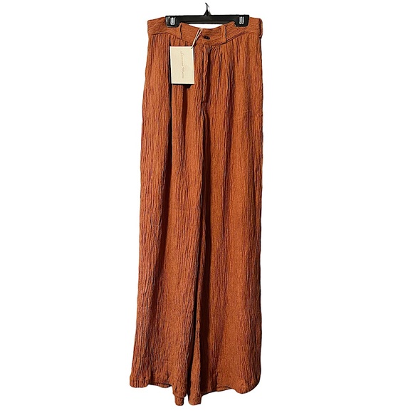 NWT Savannah Morrow Wide Leg Silk / Bamboo Willow Pant in Marigold Size XS - Picture 3 of 8